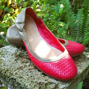 COLE HAAN PINK WOVEN FLATS
